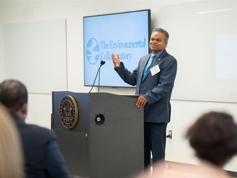 Mathy Vathanaraj Stanislaus giving a presentation