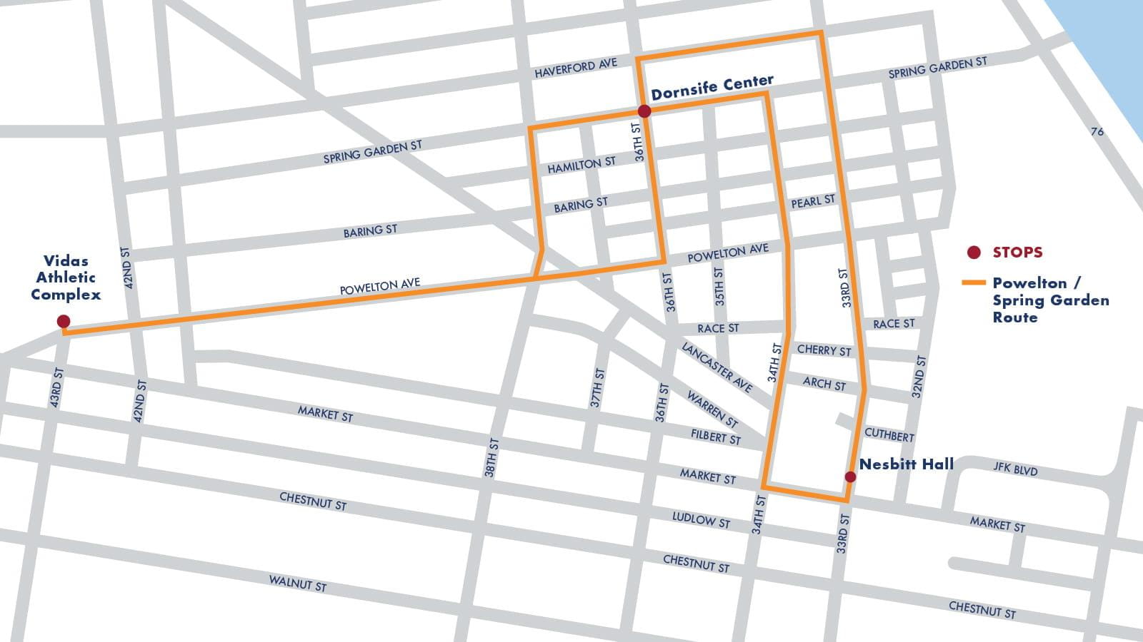 Powelton Spring Garden route map