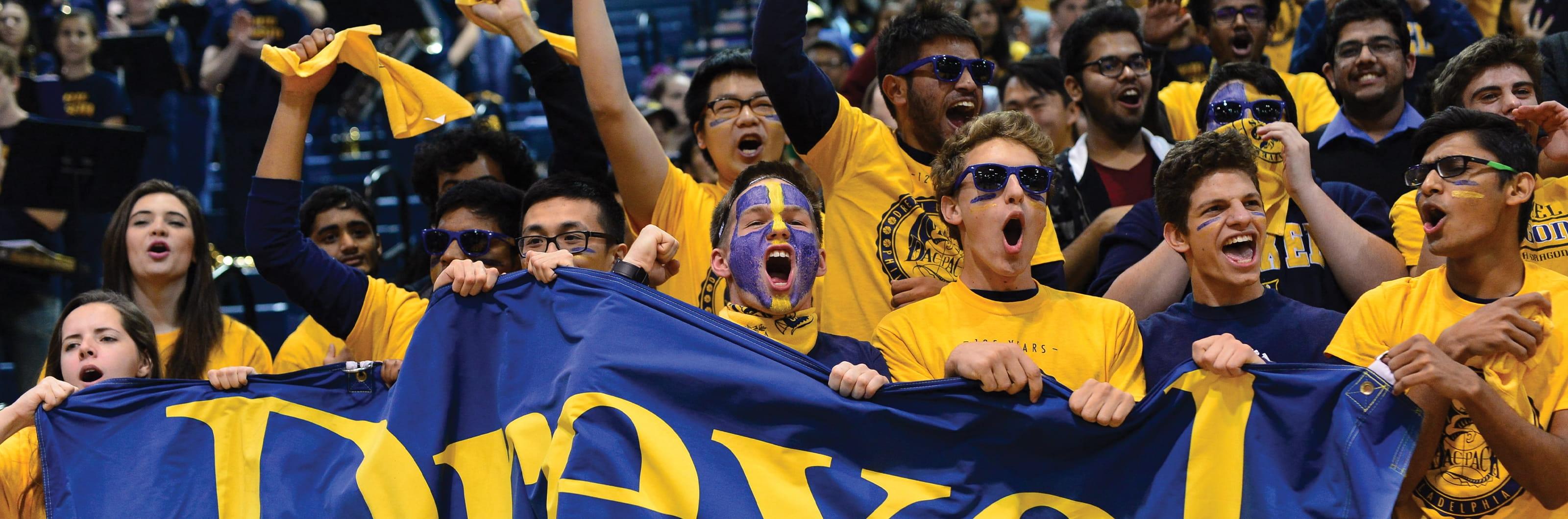 students cheering