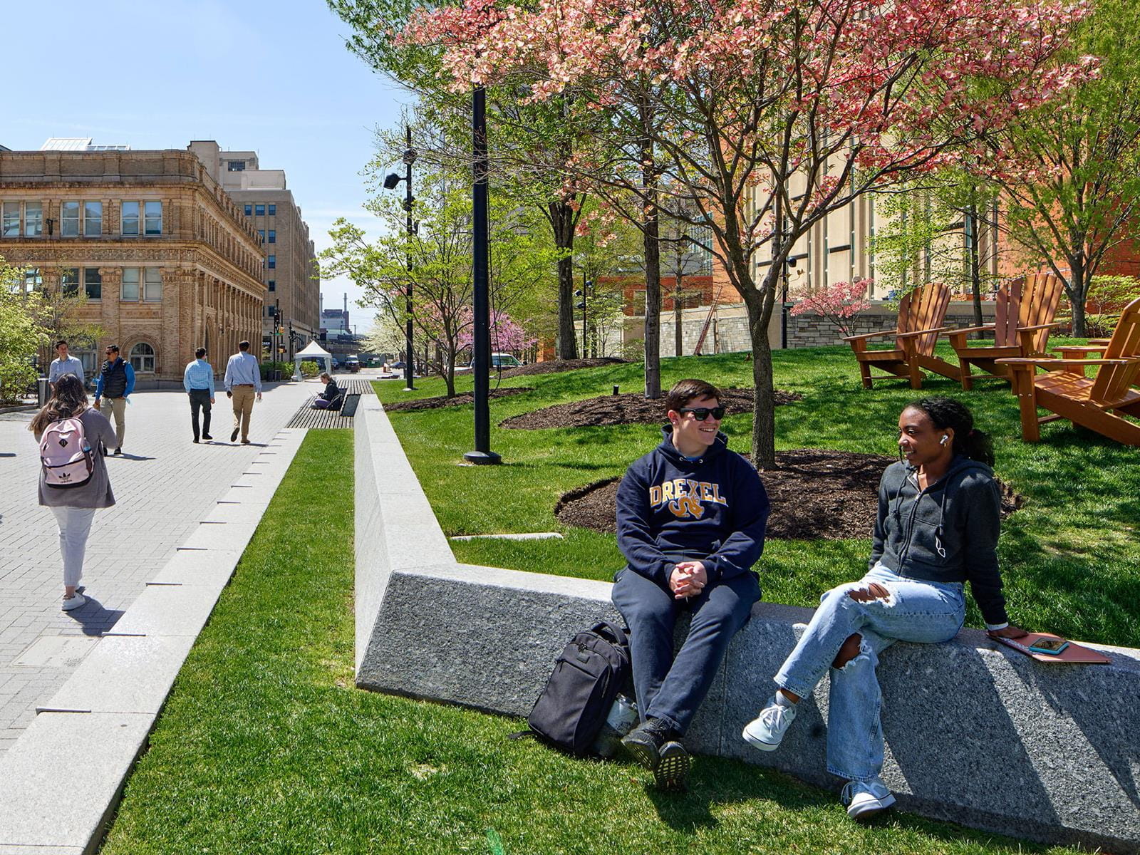 Students in the Perelman Plaza
