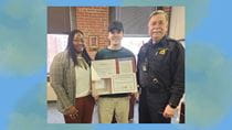 DPS  co-op Joey Kloss with Director of Communications Caneshia Bailey and Fire and Emergency Services Director Dave Hollinger 