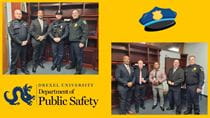 Top photo (l to r): DUPD Captain John Hall, Chief Mel Singleton, Officer Robert Mullarkey, Captain Patrick Haney; Bottom photo: Singleton and Haney with (l to r) Officers Charles Hendricks, Trent Tolbert and Michael Ricciardi.