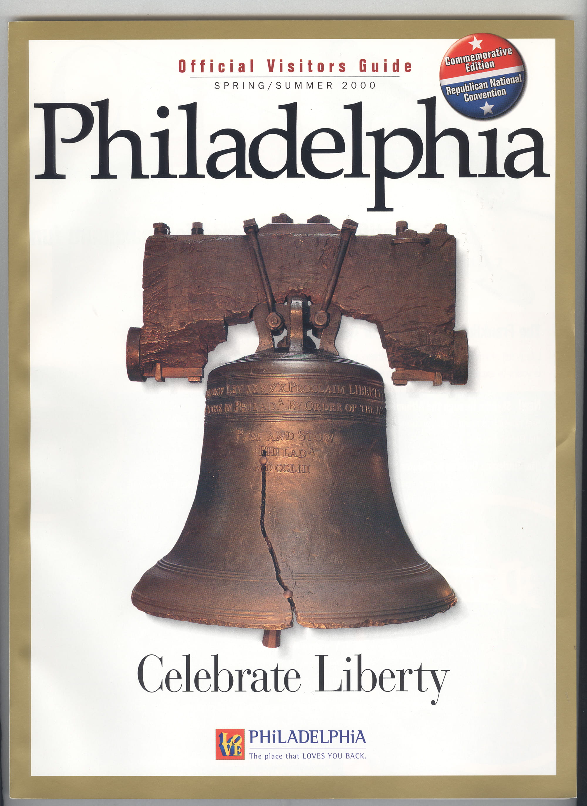 spring/summer 2000 “Official Visitor's Guide” to Philadelphia with a picture of the Liberty Bell.