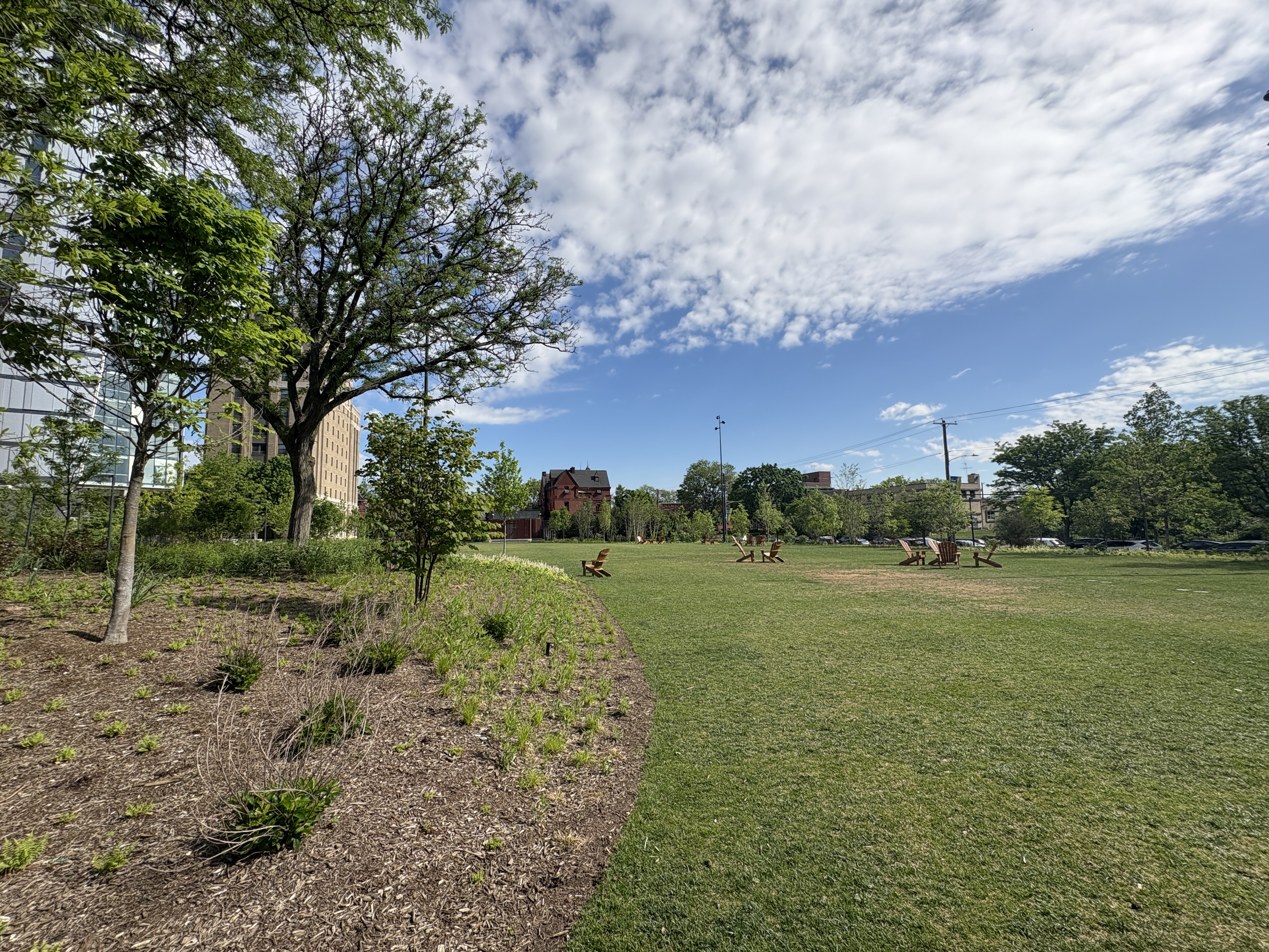 The greenspace on the former Myers Hall site.