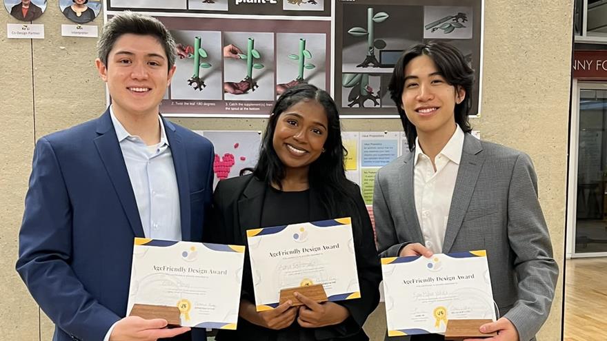 The winning team 1&#183;Gabe Murray from Biomedical Engineering Ananya Kondragunta from Health Service Admin, Ryan Yahata from Product Design