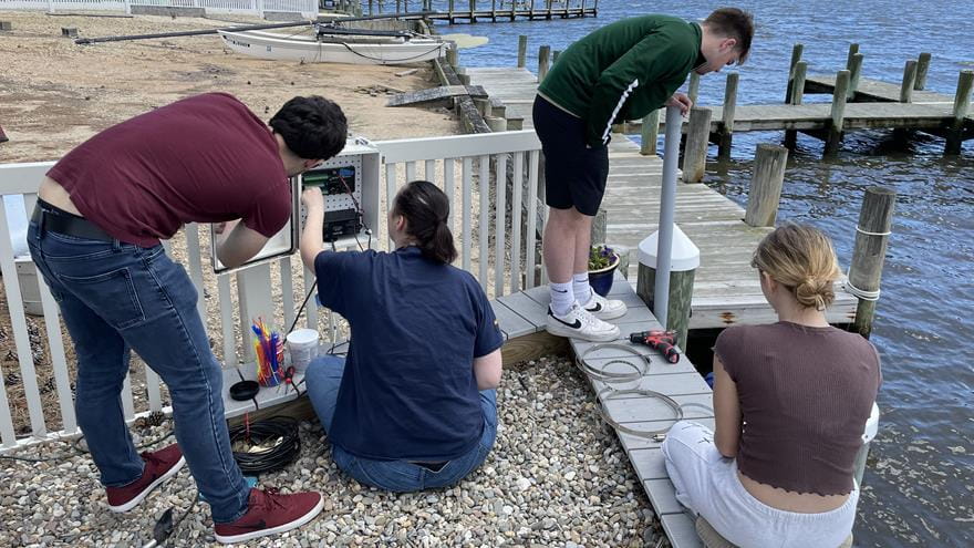 People sitting at the dock 