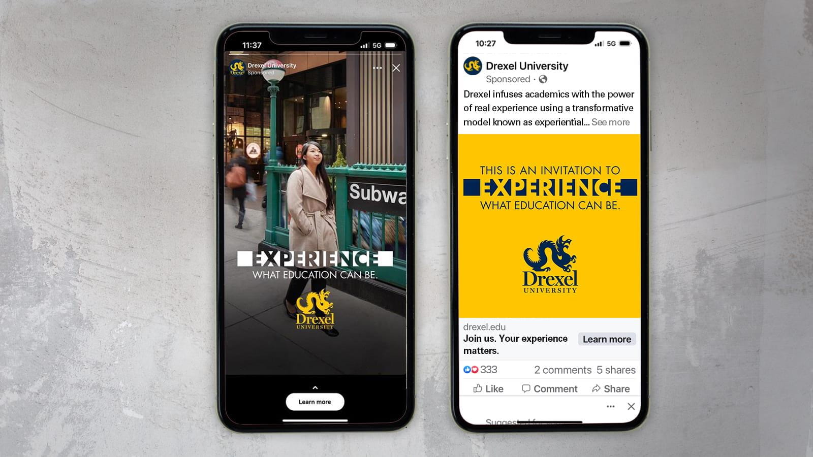 Experience Drexel social media ads