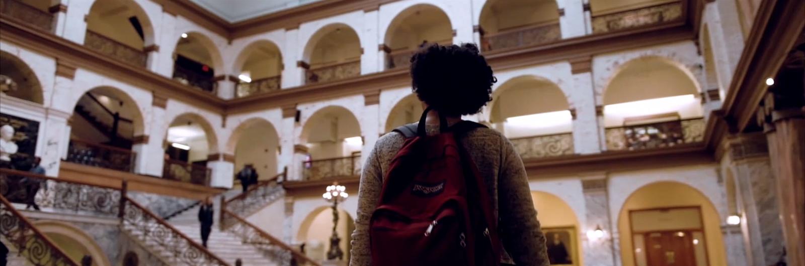 Student in Great Court of Main Building