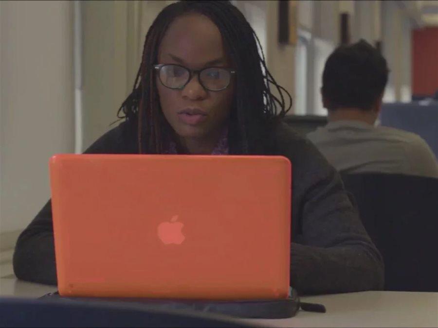 Woman using a laptop