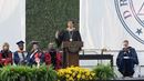 Justin Best at the podium at Drexel's Commencement